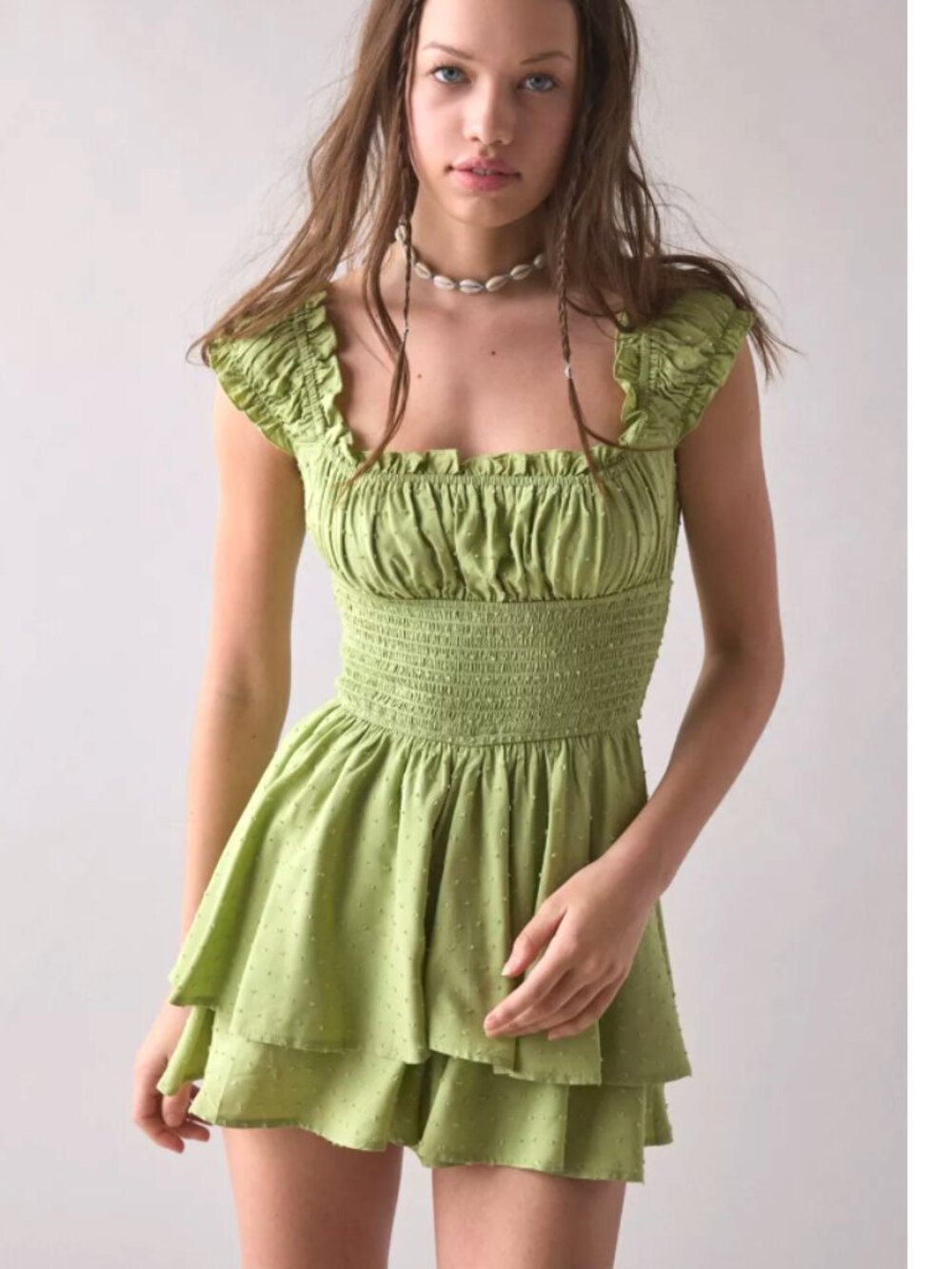 UO Rosie Smocked Tiered Ruffle Romper